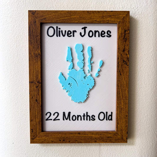 Frameable 3D Embossed Child Handprint | Pink / Blue