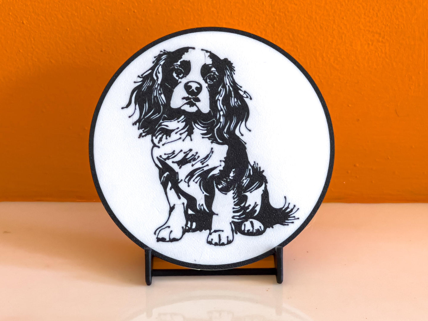 Cavalier King Charles Spaniel Dog Coaster | Black & White