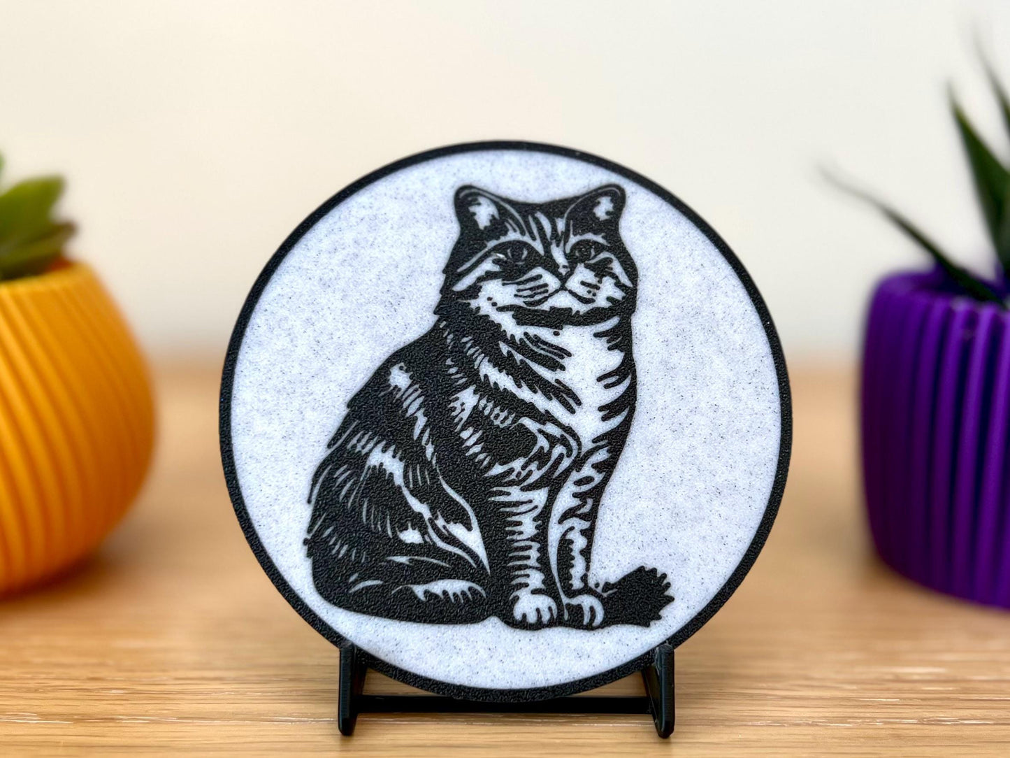 Highland Fold Cat Coaster | Marble Effect