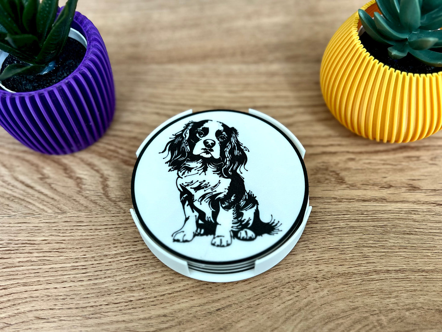 Cavalier King Charles Spaniel Dog Coaster | Black & White