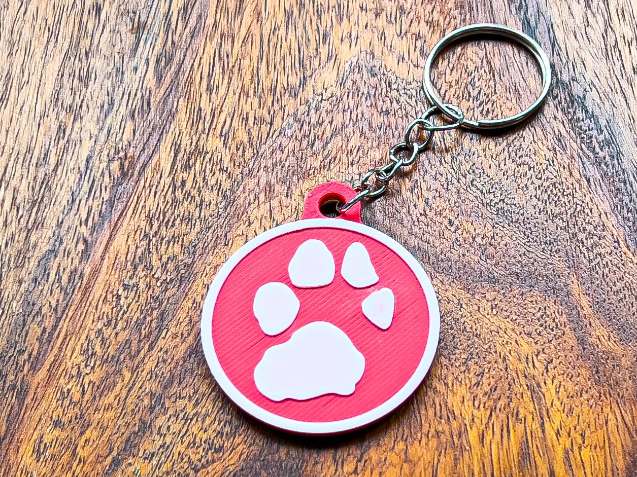 Personalised 3D Embossed Dog Paw Print Keyring | 6x Colours Available