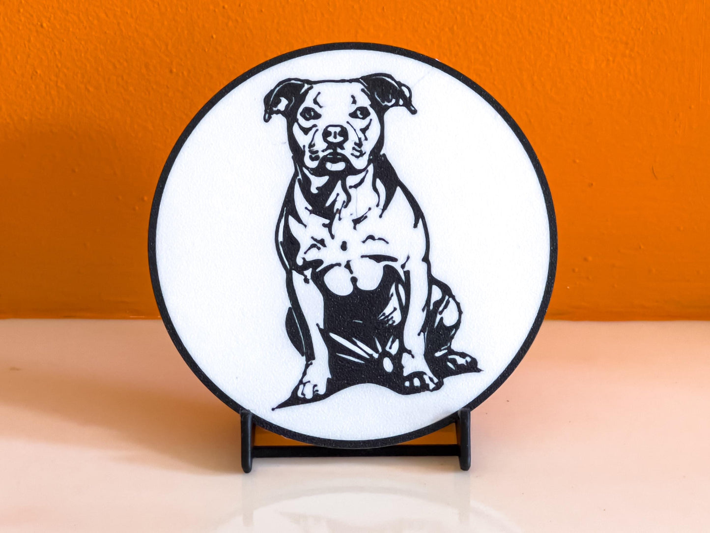 Staffordshire Bull Terrier Dog Coaster | Black & White
