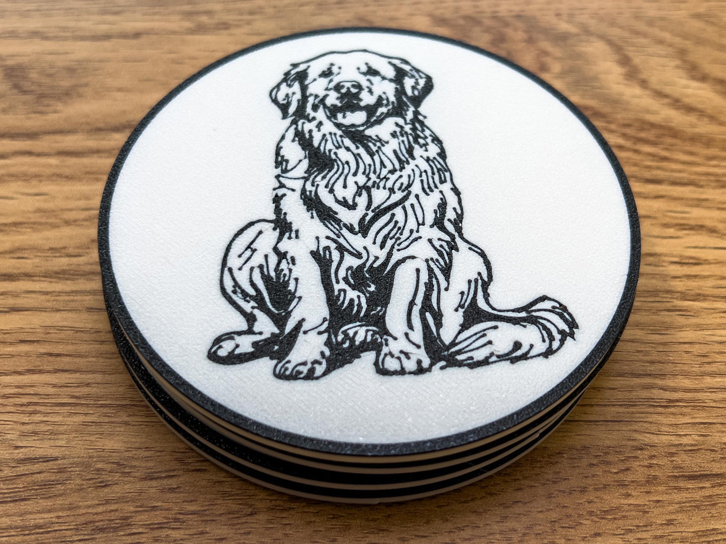 Golden Retriever Dog Coaster | Black & White