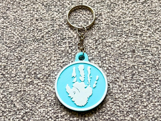 Personalised 3D Embossed Child Handprint Keyring | 4x Colours Available