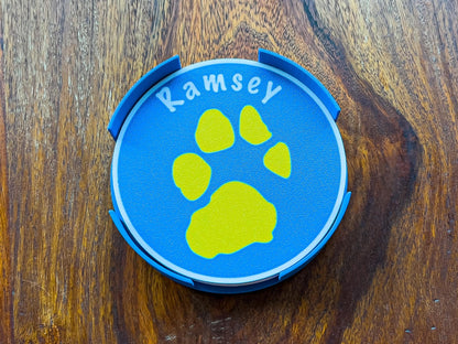 Personalised Dog Paw Print Coaster Set | 4x Colours Available