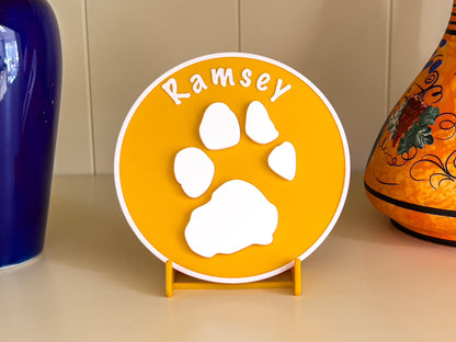 Personalised 3D Embossed Dog Paw Print Plaque | 6x Colours Available
