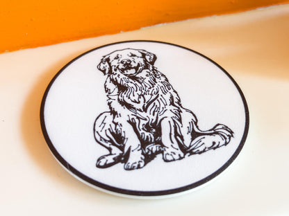 Golden Retriever Dog Coaster | Black & White