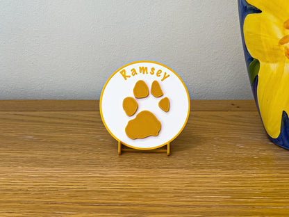 Personalised 3D Embossed Dog Paw Print Plaque | 6x Colours Available
