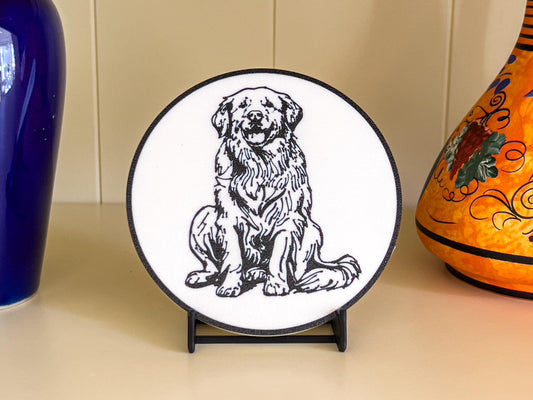 Golden Retriever Dog Coaster | Black & White