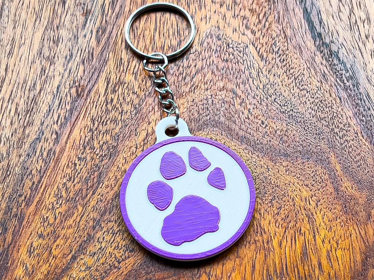 Personalised 3D Embossed Dog Paw Print Keyring | 6x Colours Available