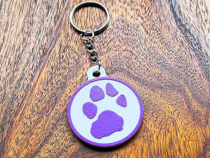 Personalised 3D Embossed Dog Paw Print Keyring | 6x Colours Available
