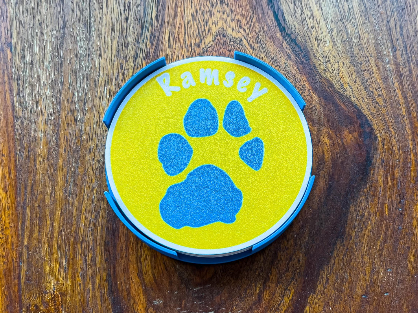 Personalised Dog Paw Print Coaster Set | 4x Colours Available