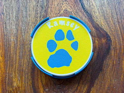 Personalised Dog Paw Print Coaster Set | 4x Colours Available