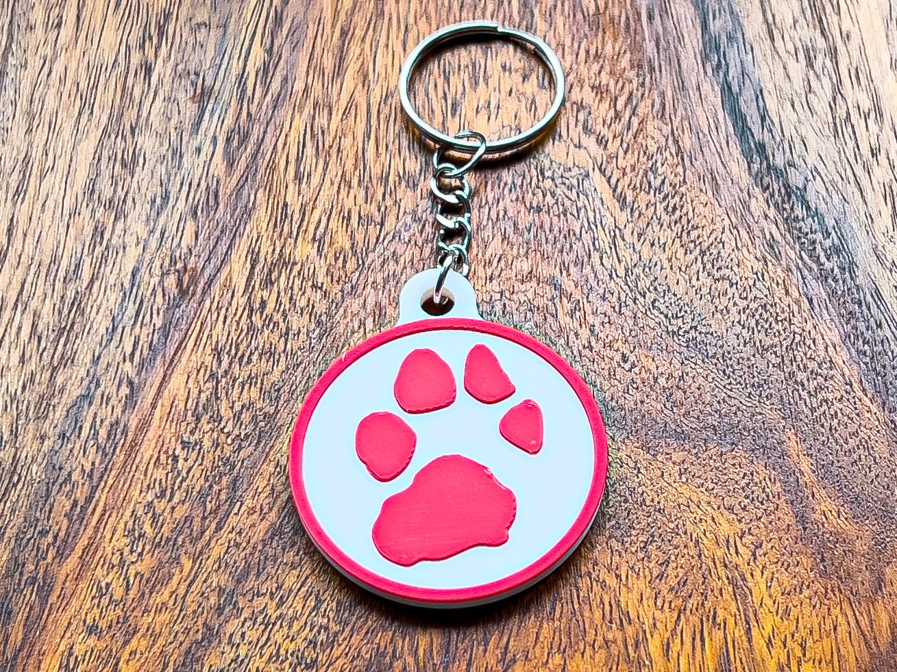 Personalised 3D Embossed Dog Paw Print Keyring | 6x Colours Available