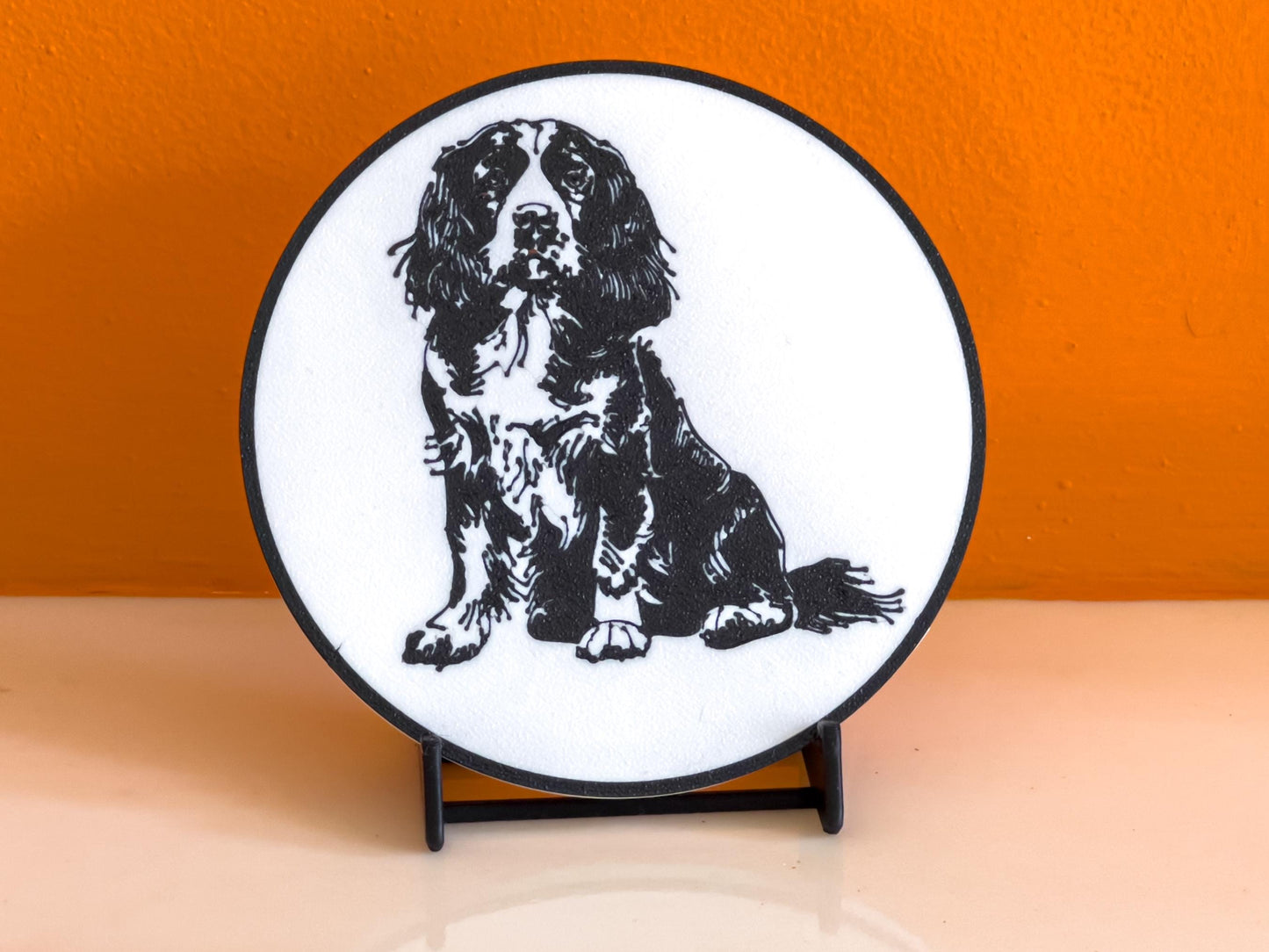 English Springer Spaniel Dog Coaster | Black & White