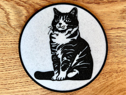 American Bobtail Cat Coaster |  Marble Effect