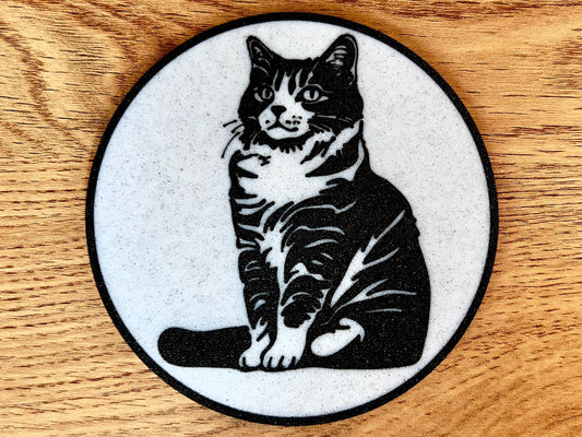 American Bobtail Cat Coaster |  Marble Effect