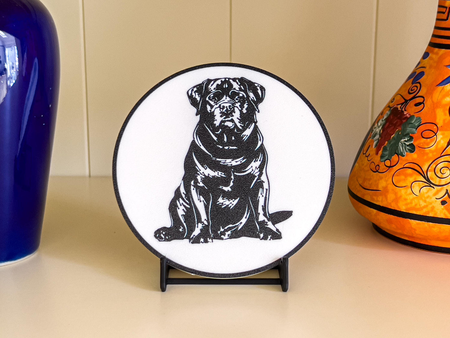 Rottweiler Dog Coaster | Black & White
