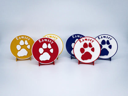 Personalised 3D Embossed Dog Paw Print Plaque | 6x Colours Available