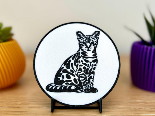 Bengal Cat Coaster | Black & White