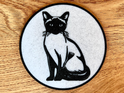 Siamese Cat Coaster |  Marble Effect