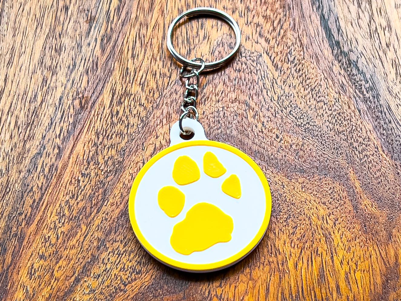 Personalised 3D Embossed Dog Paw Print Keyring | 6x Colours Available