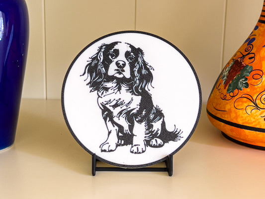 Cavalier King Charles Spaniel Dog Coaster | Black & White
