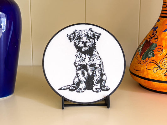 Border Terrier Dog Coaster | Black & White