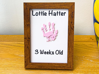 Frameable 3D Embossed Child Handprint | Pink / Blue