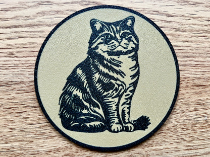 Highland Fold Cat Coaster | Wood Effect