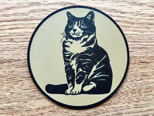 American Bobtail Cat Coaster | Wood Effect