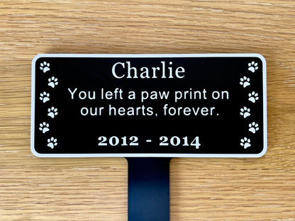 Personalised Dog Memorial Plaque | Black & White