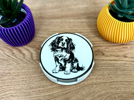 Cavalier King Charles Spaniel Dog Coaster | Black & White