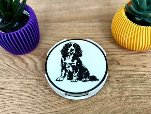 English Springer Spaniel Dog Coaster | Black & White