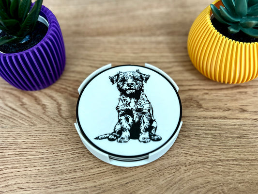 Border Terrier Dog Coaster | Black & White