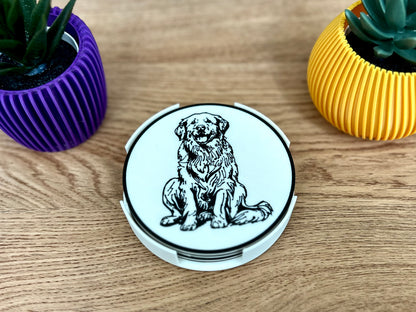 Golden Retriever Dog Coaster | Black & White