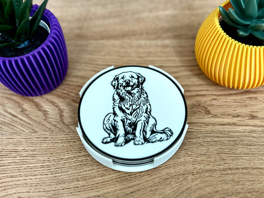 Golden Retriever Dog Coaster | Black & White