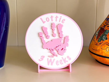 Personalised 3D Embossed Child Handprint Plaque | 4x Colours Available