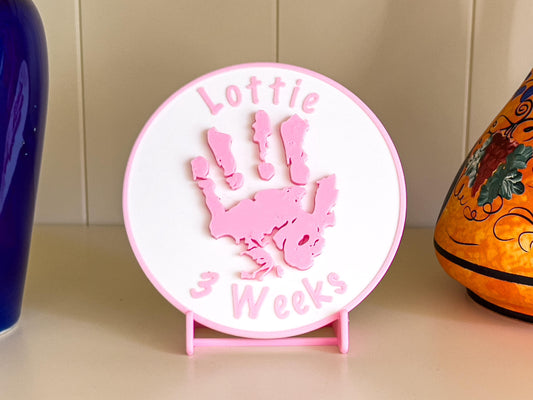 Personalised 3D Embossed Child Handprint Plaque | 4x Colours Available