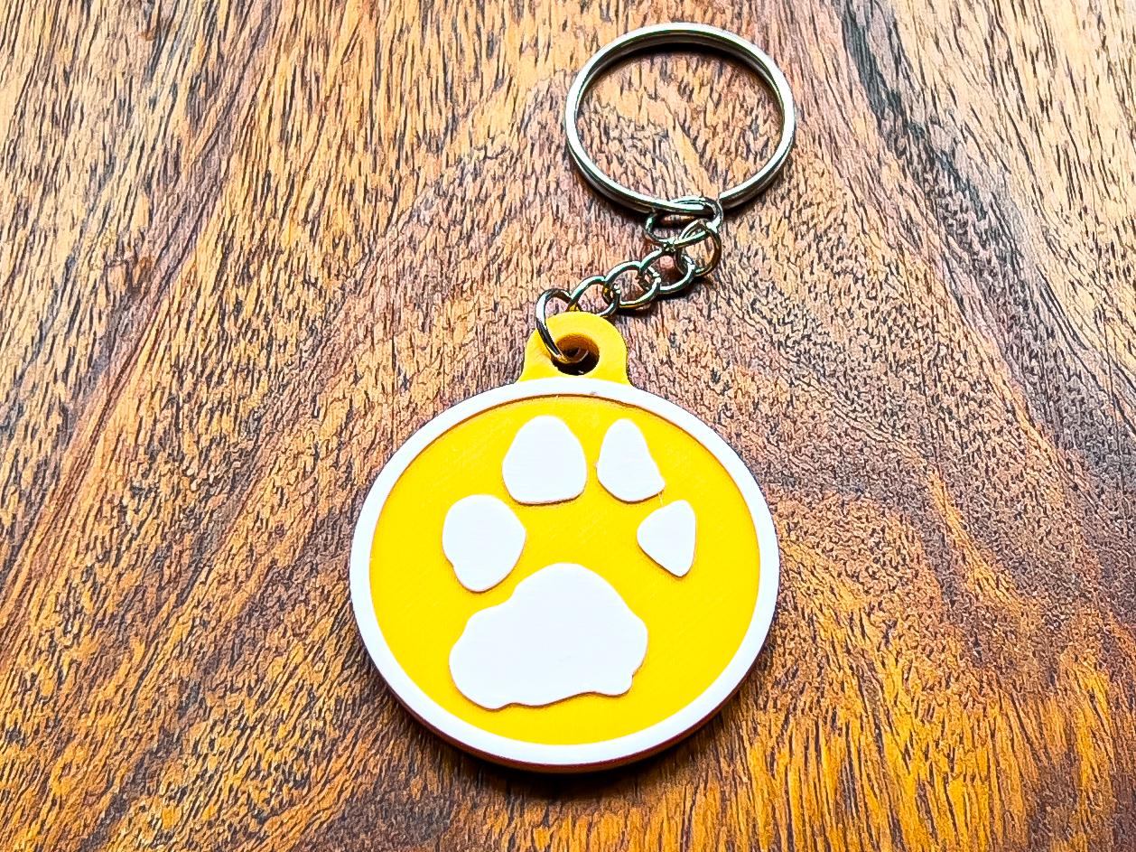 Personalised 3D Embossed Dog Paw Print Keyring | 6x Colours Available