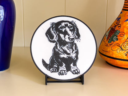 Dachshund Dog Coaster | Black & White