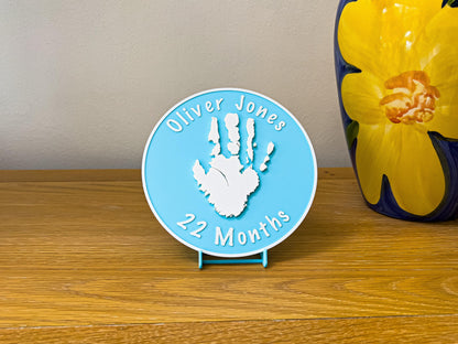 Personalised 3D Embossed Child Handprint Plaque | 4x Colours Available