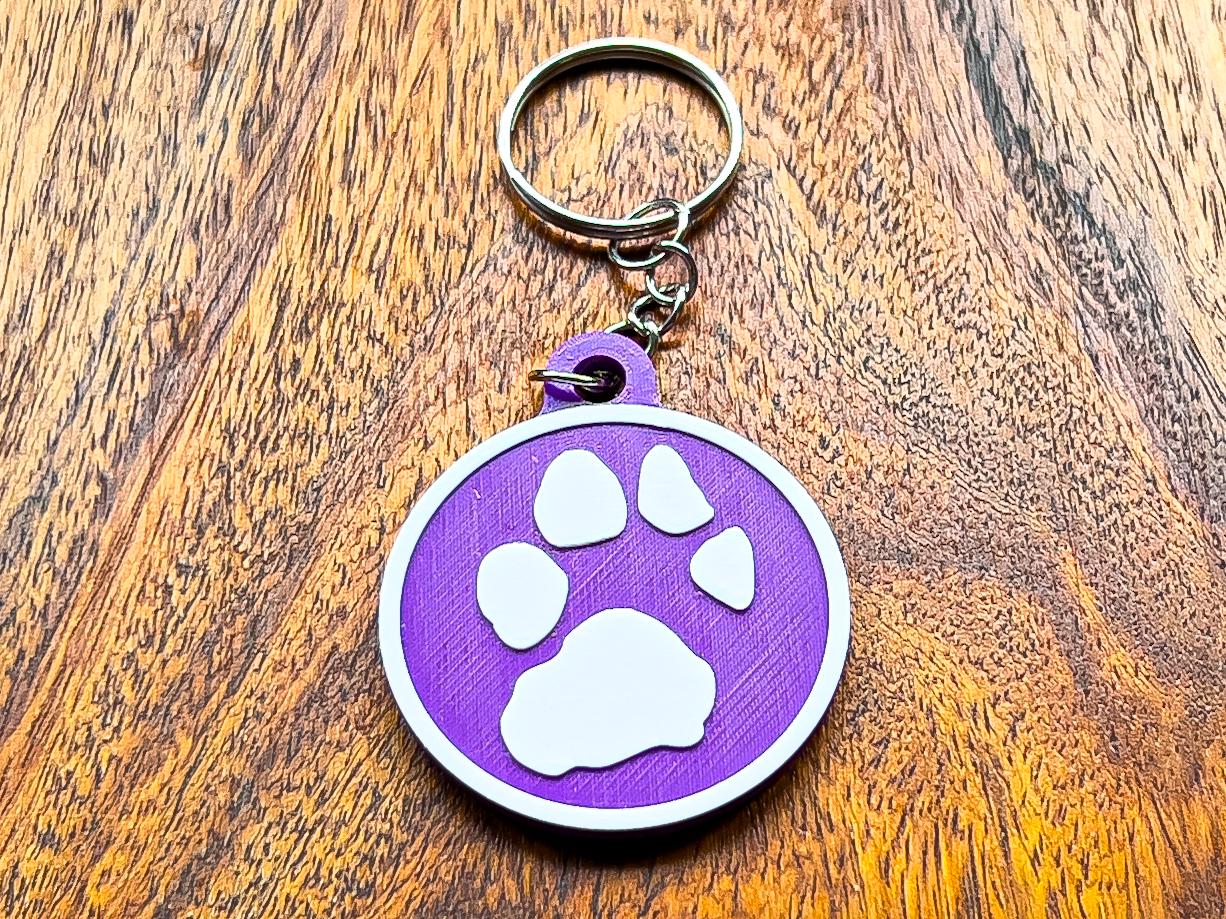 Personalised 3D Embossed Dog Paw Print Keyring | 6x Colours Available