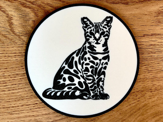 Bengal Cat Coaster | Black & White