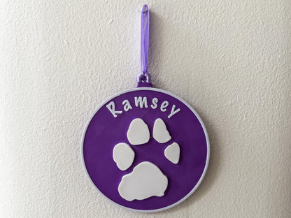 Personalised 3D Embossed Dog Paw Print Hanging Plaque | 6x Colours Available