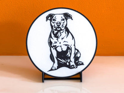 Staffordshire Bull Terrier Dog Coaster | Black & White