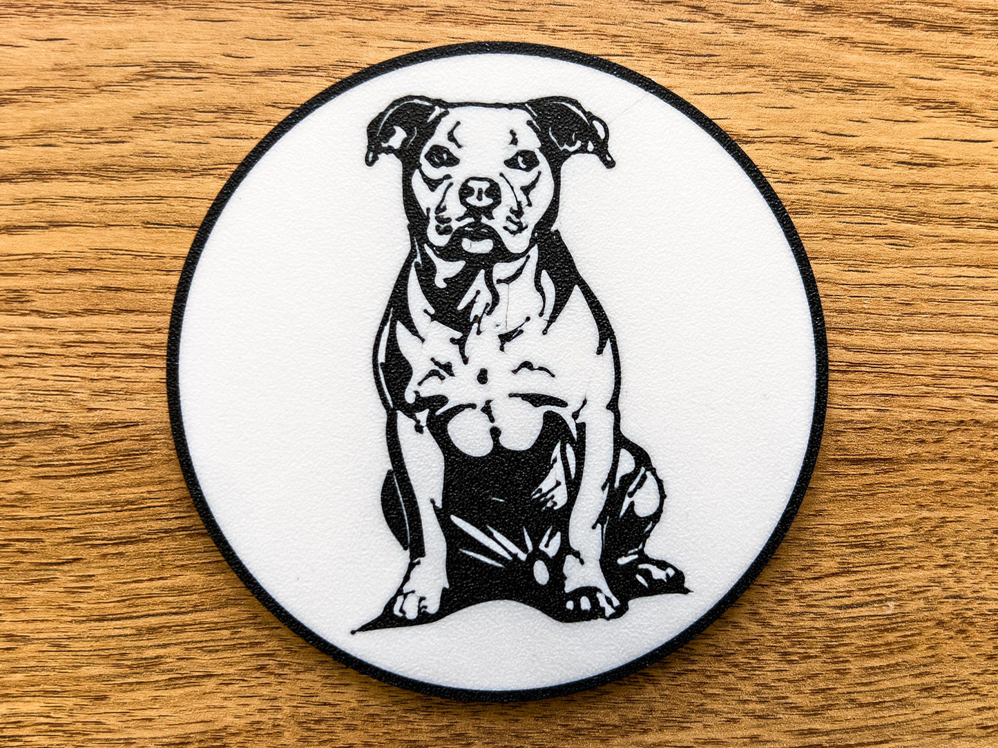 Staffordshire Bull Terrier Dog Coaster | Black & White