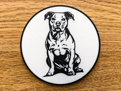 Staffordshire Bull Terrier Dog Coaster | Black & White