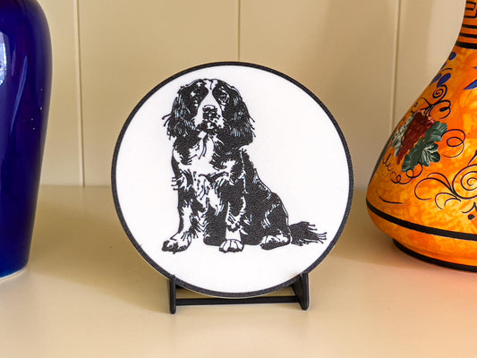 English Springer Spaniel Dog Coaster | Black & White