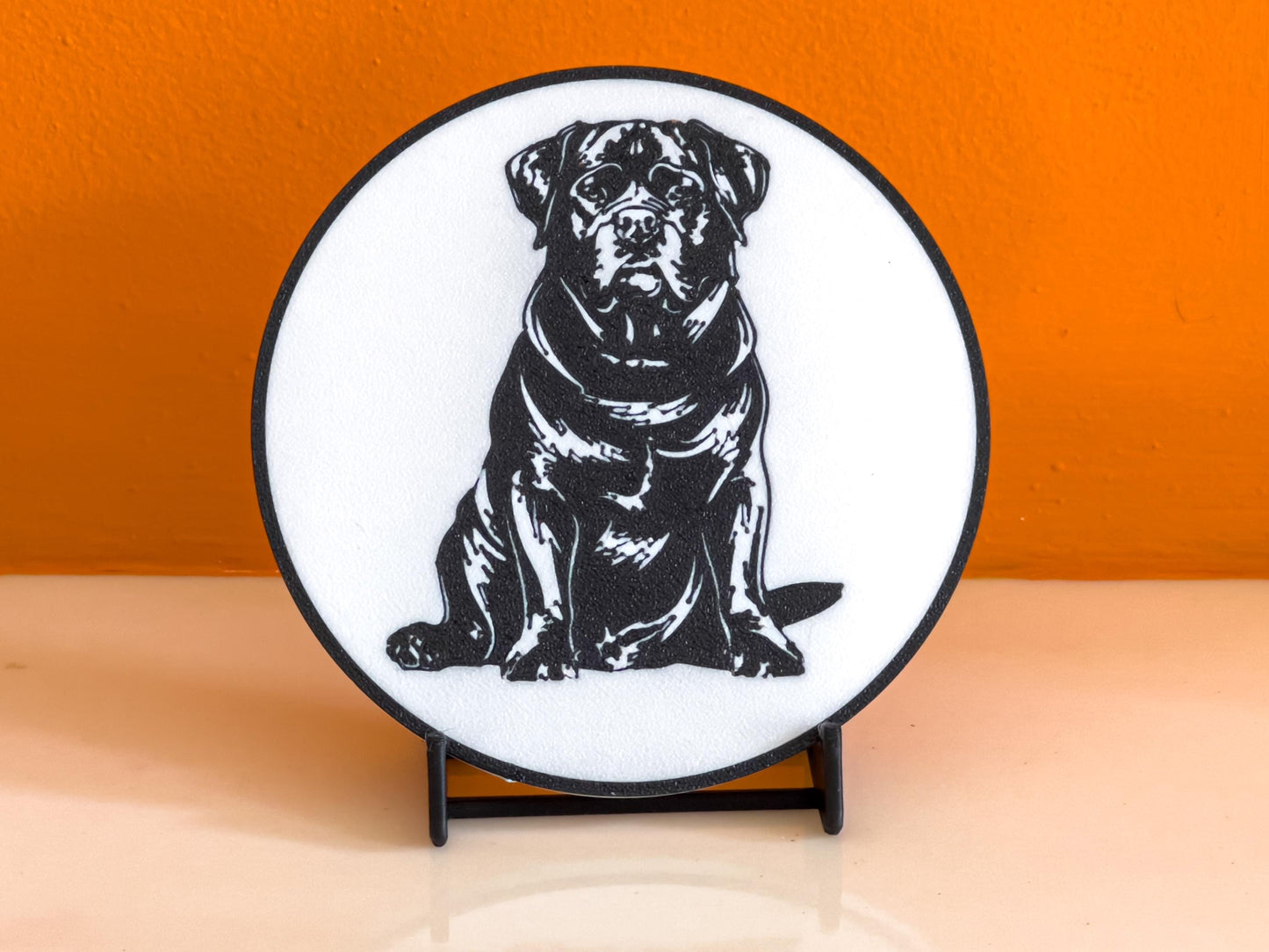Rottweiler Dog Coaster | Black & White
